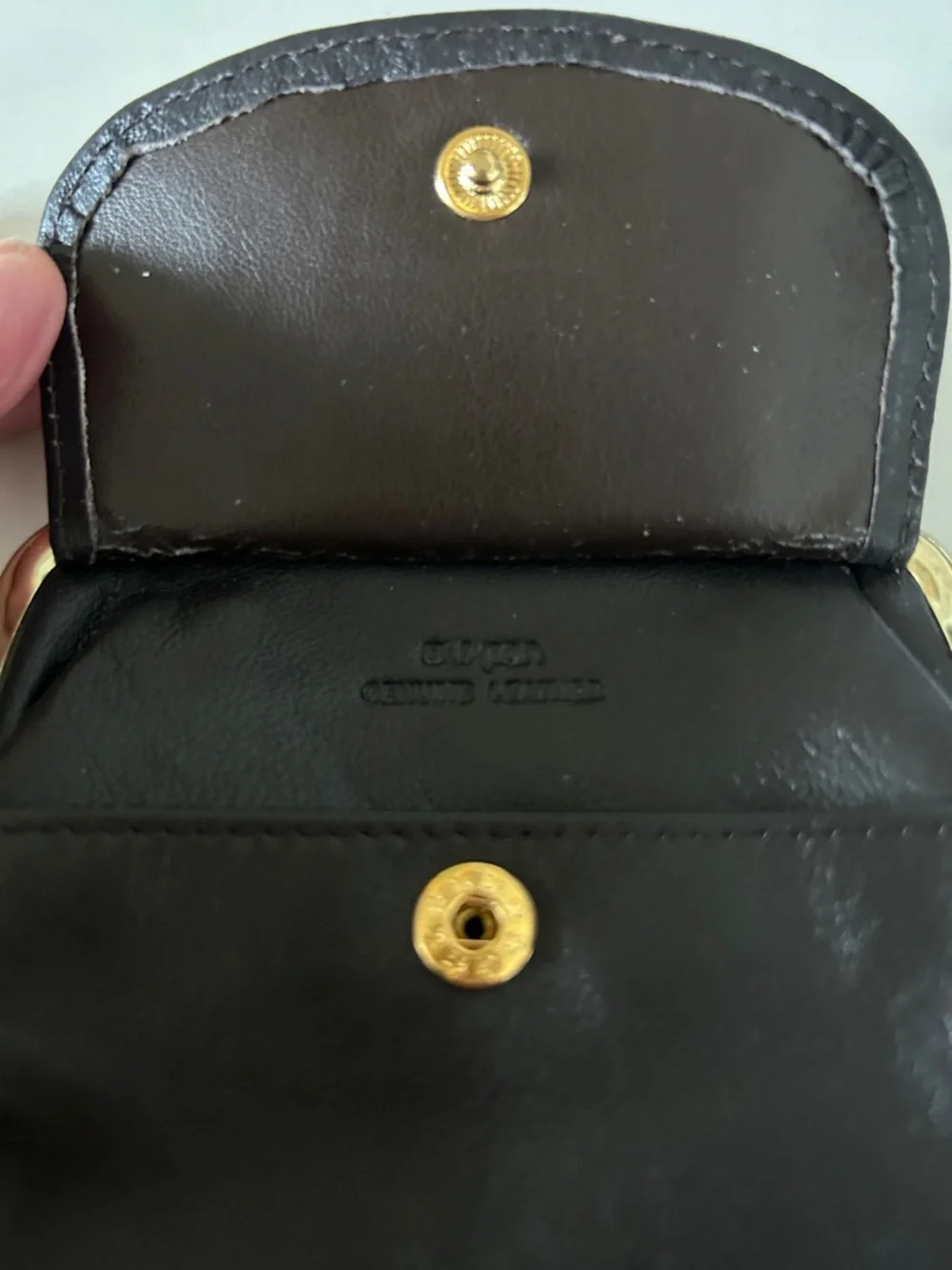 Vintage Leather Kiss-Lock Coin Purse - Black , Buxton - Picture 4 of 5